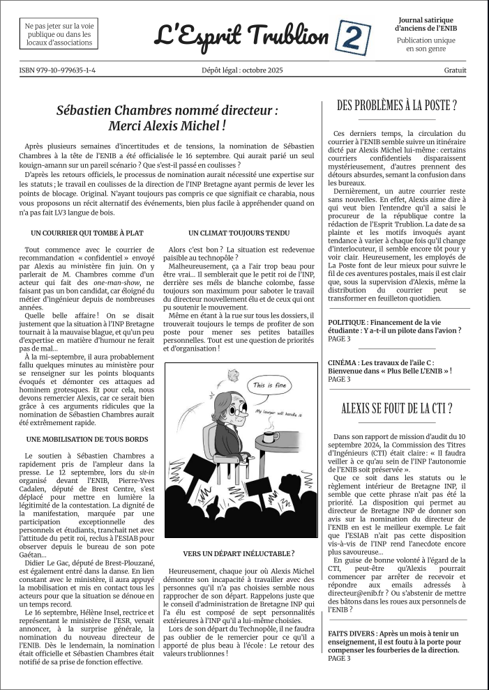 Vignette du journal satirique, il se trouve au format pdf.