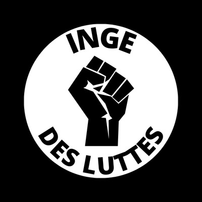 Logo Ingé des luttes, un point levé en noir et blanc.
